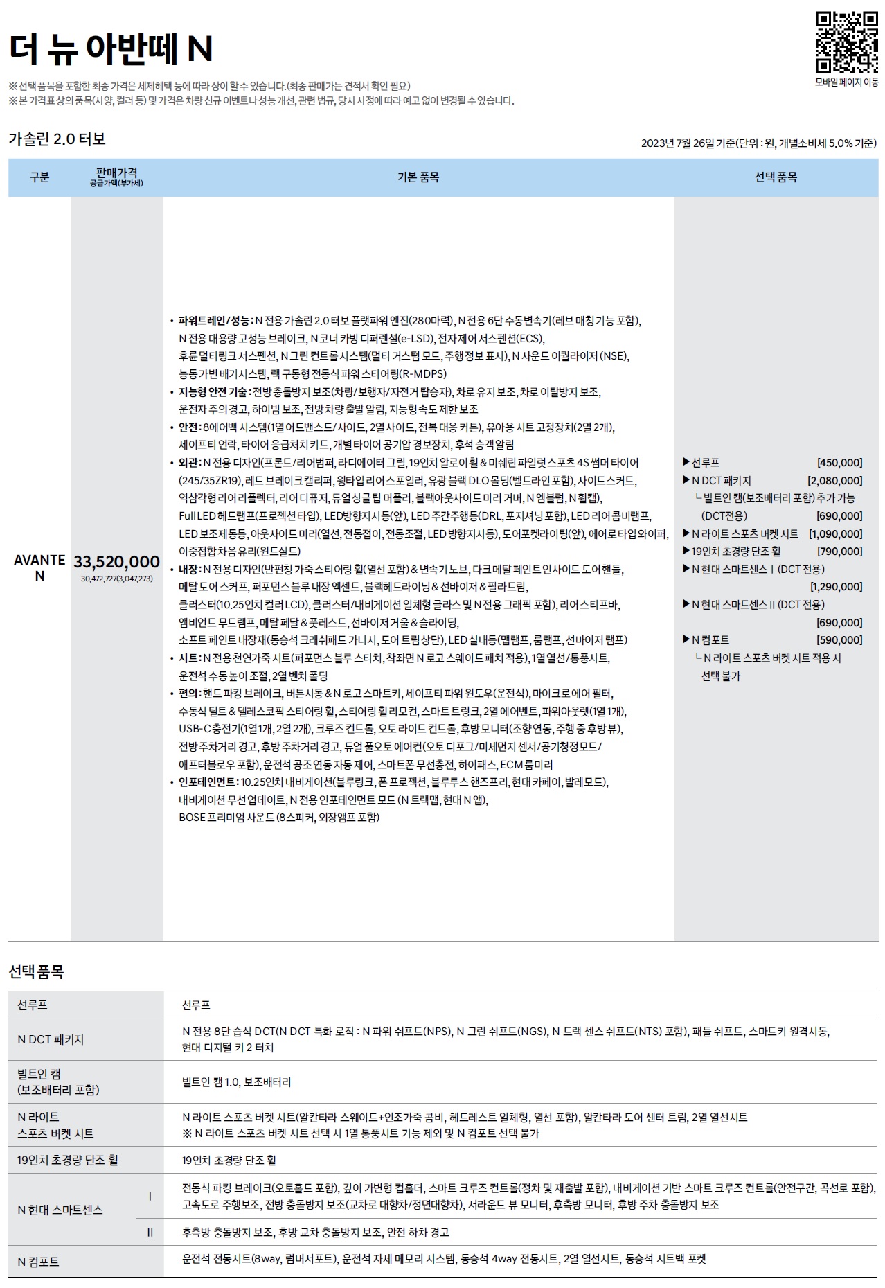 아반떼 N 가격표 - 2023년 07월 (더 뉴 아반뗴) -1.jpg