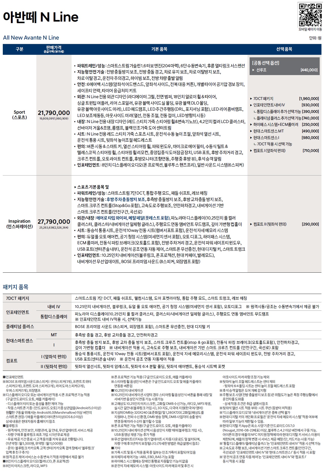 아반떼 N Line 가격표 - 2020년 08월(출시) -1.jpg