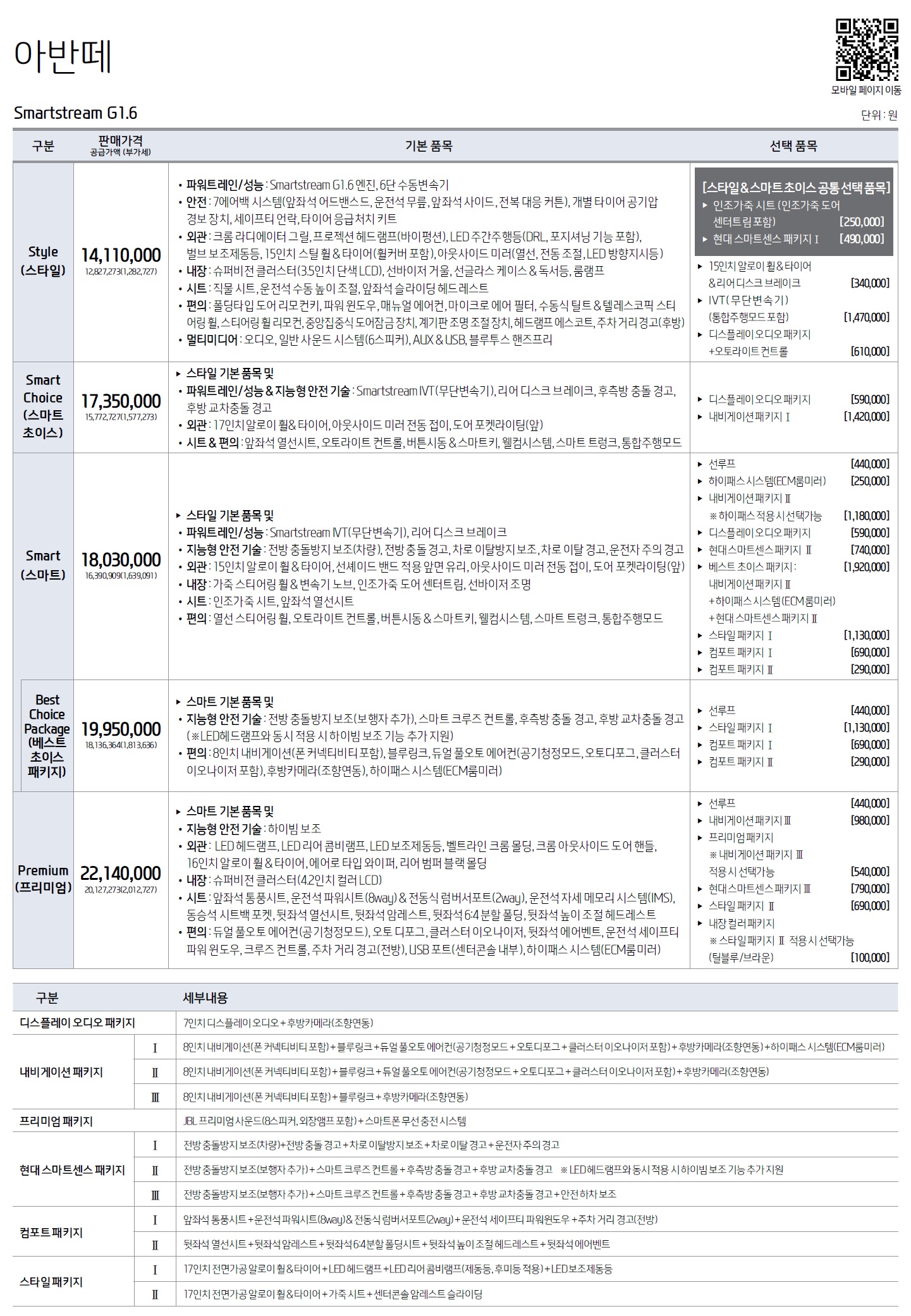 아반떼 가격표 - 2019년형 (2019년 05월) -1.jpg